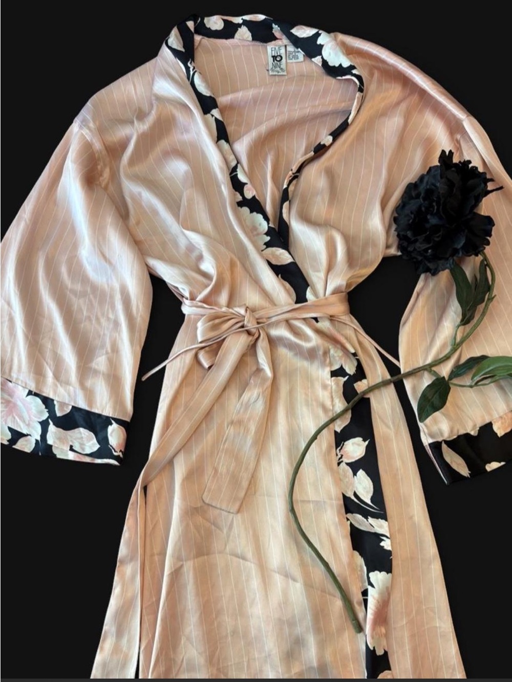 80s Vintage Satin Pink Robe